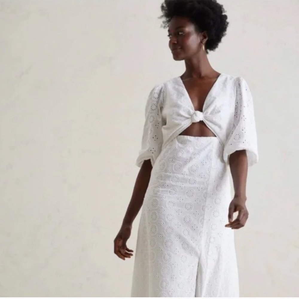 Hutch/ Anthropologie white eyelet cutout maxi dress